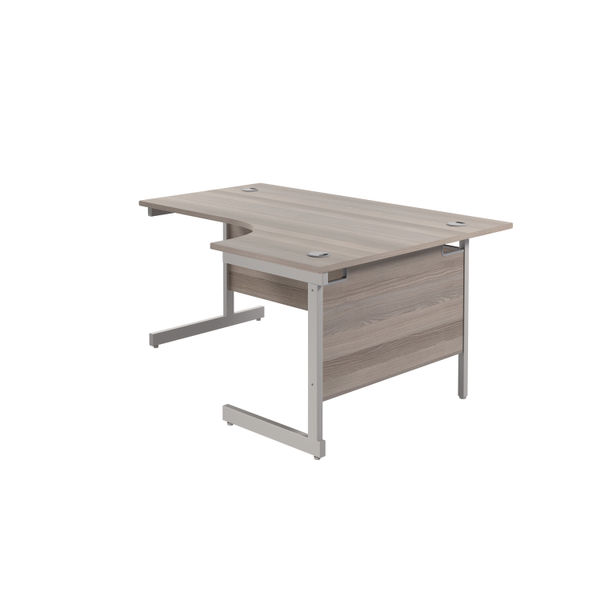 Jemini Radial Right Hand Cantilever Desk 1600x1200x730mm Grey Oak/Silver KF801790