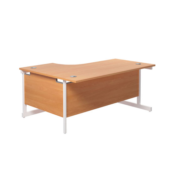 Jemini Radial Right Hand Cantilever Desk 1600x1200x730mm Beech/White KF801901