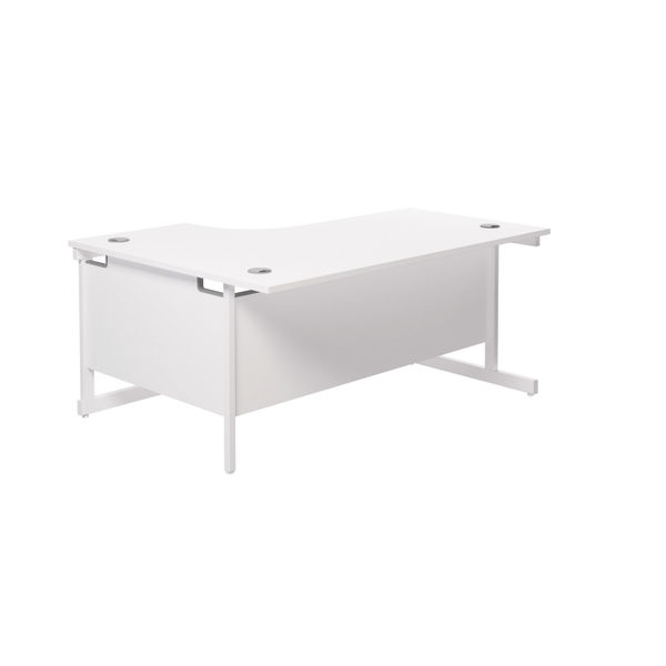 Jemini Radial Right Hand Cantilever Desk 1600x1200x730mm White/White KF801936