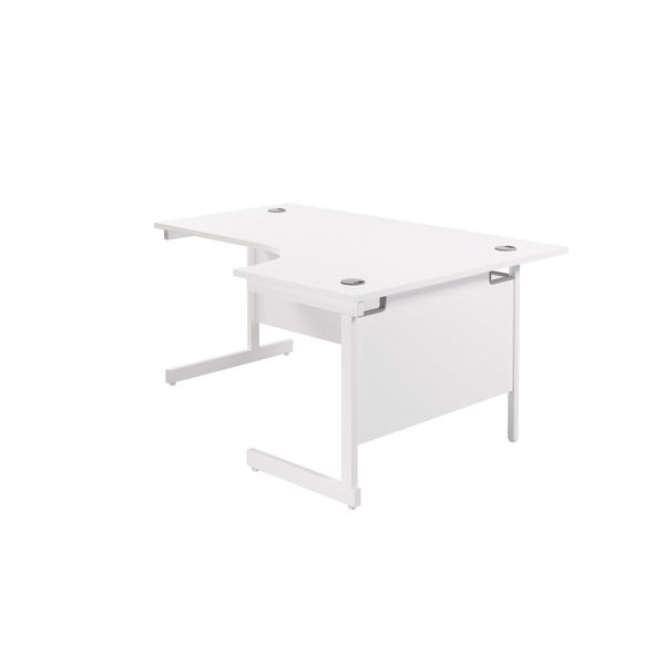 Jemini Radial Right Hand Cantilever Desk 1600x1200x730mm White/White KF801936