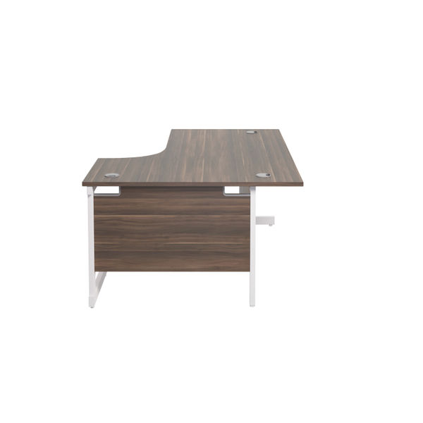 Jemini Radial Right Hand Cantilever Desk 1600x1200x730mm Dark Walnut/White KF801958