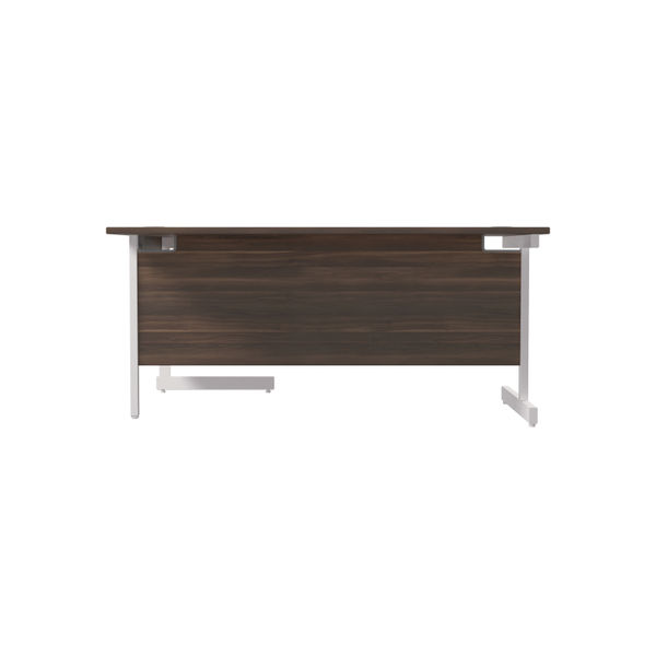 Jemini Radial Right Hand Cantilever Desk 1600x1200x730mm Dark Walnut/White KF801958