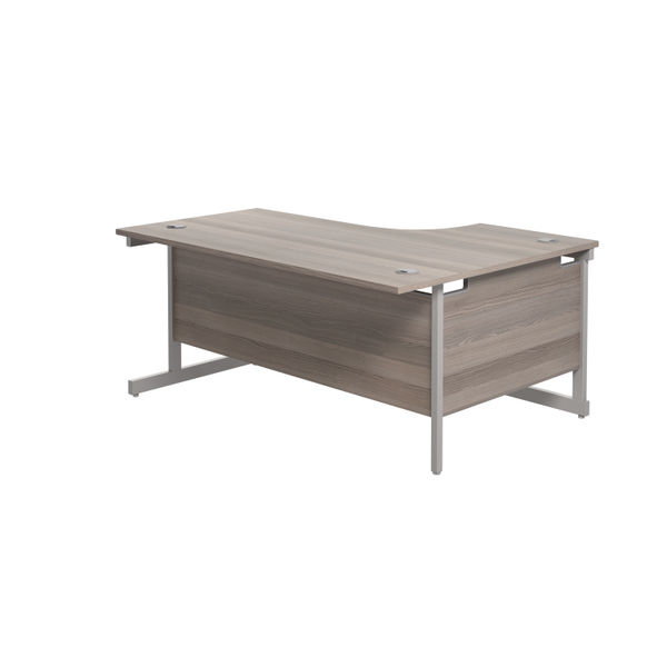 Jemini Radial Left Hand Cantilever Desk 1800x1200x730mm Grey Oak/Silver KF801970