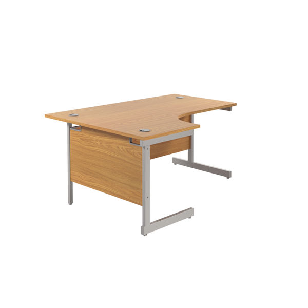 Jemini Radial Left Hand Cantilever Desk 1800x1200x730mm Nova Oak/Silver KF801986