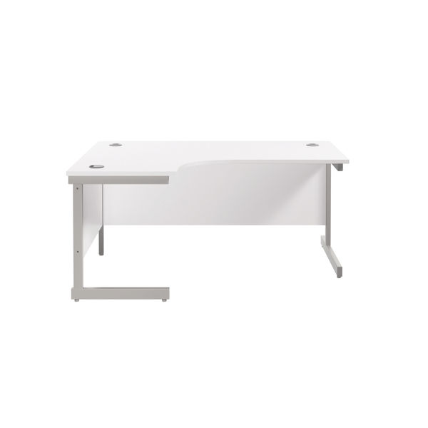 Jemini Radial Left Hand Cantilever Desk 1800x1200x730mm White/Silver KF801992