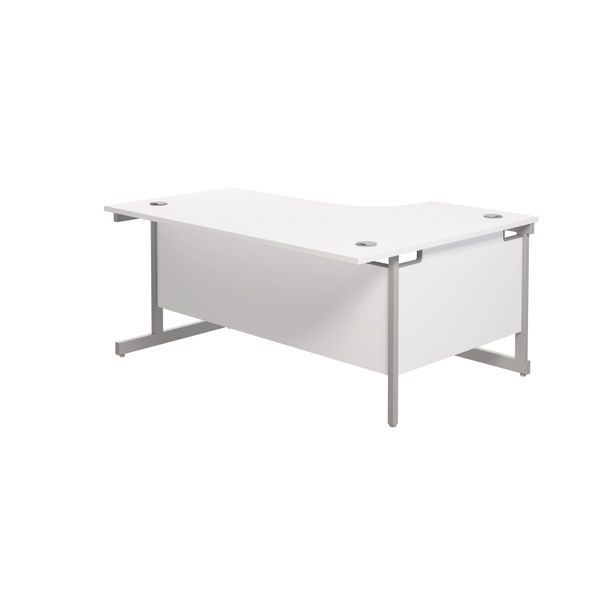 Jemini Radial Left Hand Cantilever Desk 1800x1200x730mm White/Silver KF801992