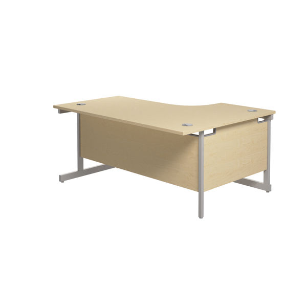 Jemini Radial Left Hand Cantilever Desk 1800x1200x730mm Maple/Silver KF802004