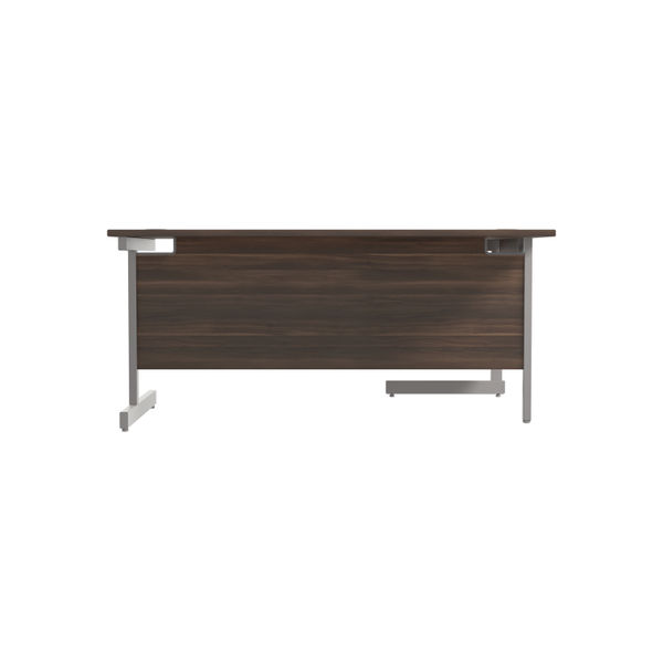 Jemini Radial Left Hand Cantilever Desk 1800x1200x730mm Dark Walnut/Silver KF802010