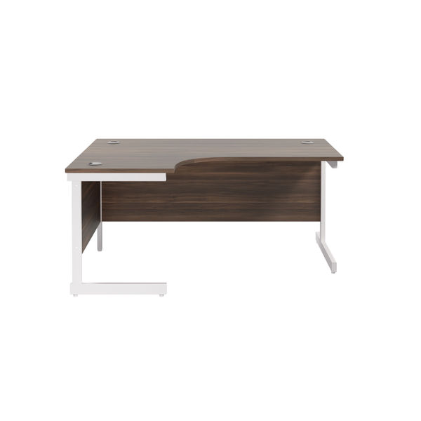 Jemini Radial Left Hand Cantilever Desk 1800x1200x730mm Dark Walnut/White KF802135