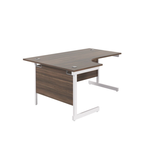 Jemini Radial Left Hand Cantilever Desk 1800x1200x730mm Dark Walnut/White KF802135