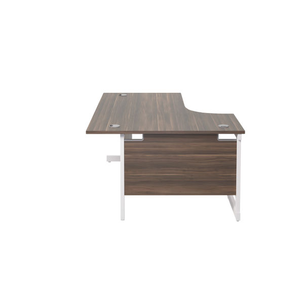 Jemini Radial Left Hand Cantilever Desk 1800x1200x730mm Dark Walnut/White KF802135