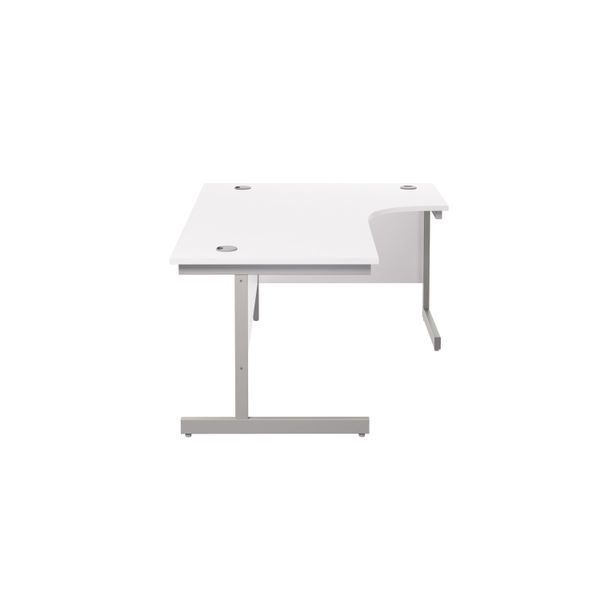 Jemini Radial Right Hand Cantilever Desk 1800x1200x730mm White/Silver KF802051