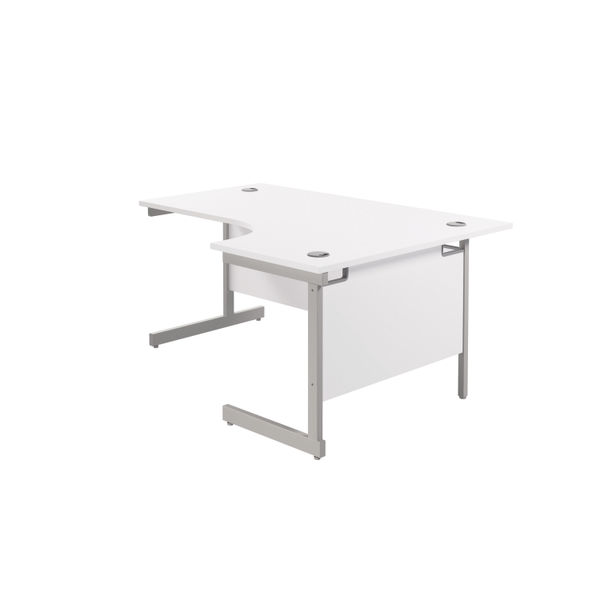 Jemini Radial Right Hand Cantilever Desk 1800x1200x730mm White/Silver KF802051