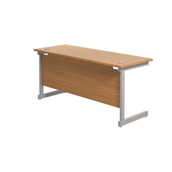 Jemini Single Rectangular Desk 1800x600x730mm Nova Oak/Silver KF800788