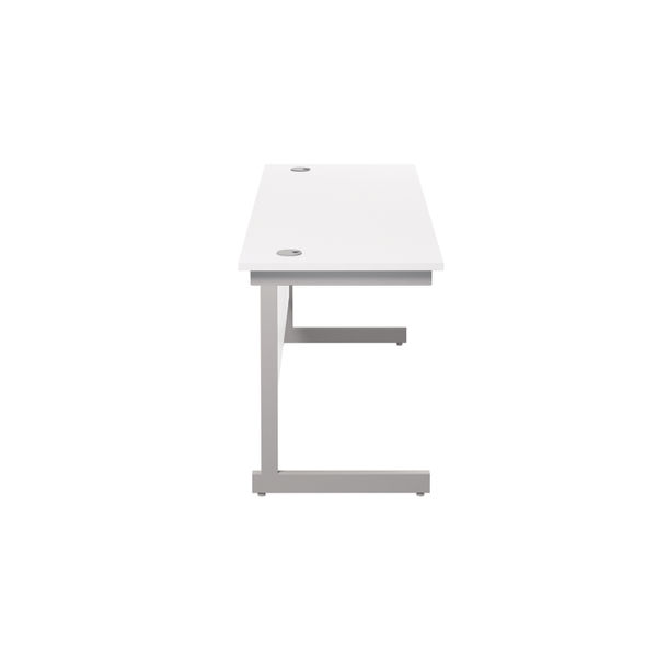 Jemini Single Rectangular Desk 1800x600x730mm White/Silver KF800794