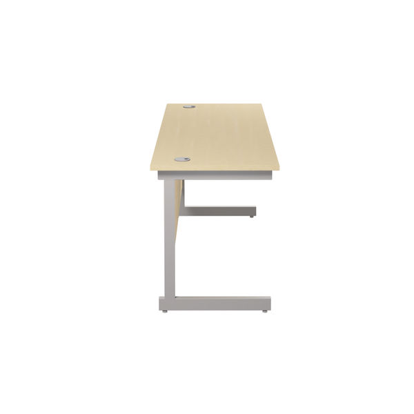 Jemini Single Rectangular Desk 1800x600x730mm Maple/Silver KF800809