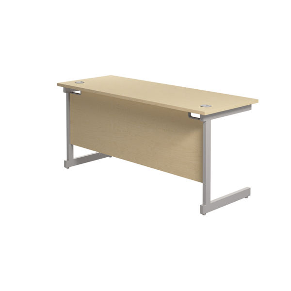 Jemini Single Rectangular Desk 1800x600x730mm Maple/Silver KF800809