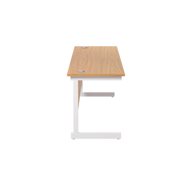 Jemini Single Rectangular Desk 1800x600x730mm Nova Oak/White KF800840