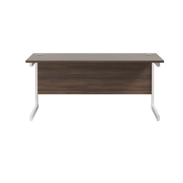 Jemini Single Rectangular Desk 1800x600x730mm Dark Walnut/White KF800878