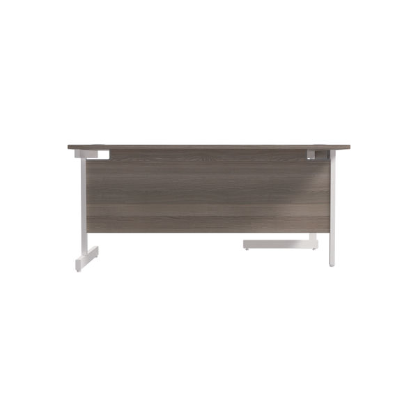 Jemini Radial Left Hand Cantilever Desk 1600x1200x730mm Grey Oak/White KF801852