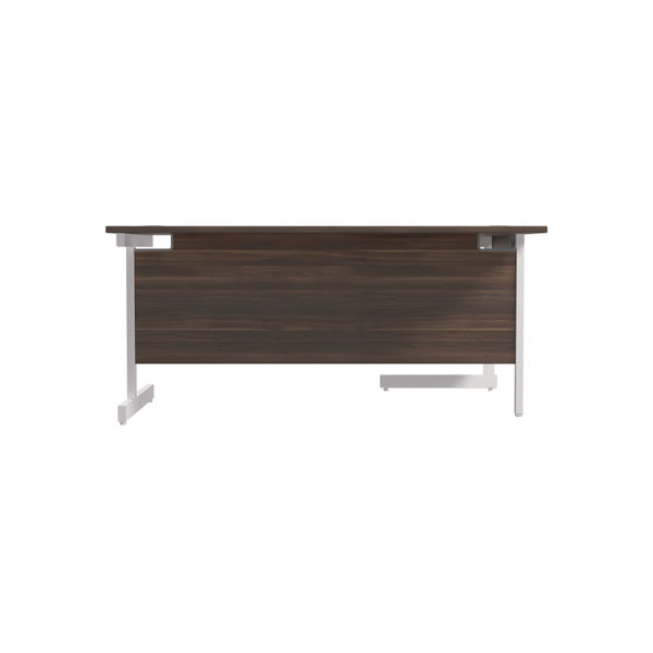 Jemini Radial Left Hand Cantilever Desk 1600x1200x730mm Dark Walnut/White KF801896