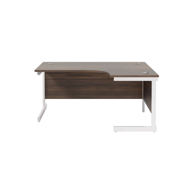 Jemini Radial Right Hand Cantilever Desk 1600x1200x730mm Dark Walnut/White KF801958