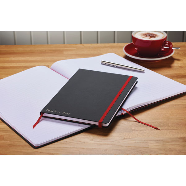 Black n' Red Casebound Hardback Notebook Ruled A5 Black 400033673