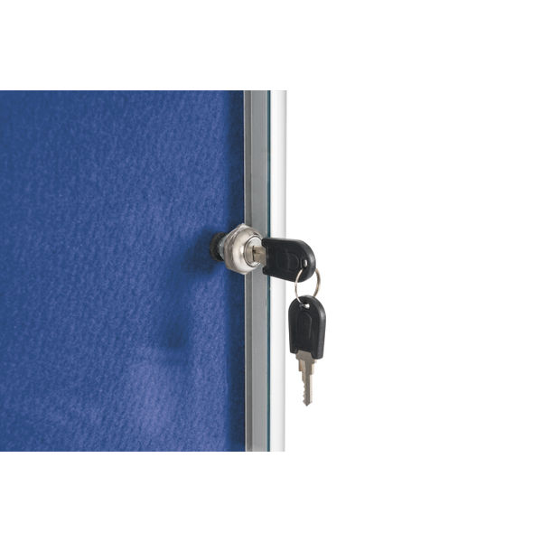 Bi-Office Enclore Display Case Blue Felt Acrylic Aluminium Frame 4xA4 VT610107150