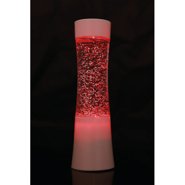 Miniature Shake and Shine LED Glitter Lamp White Base Battery Operated SGLL