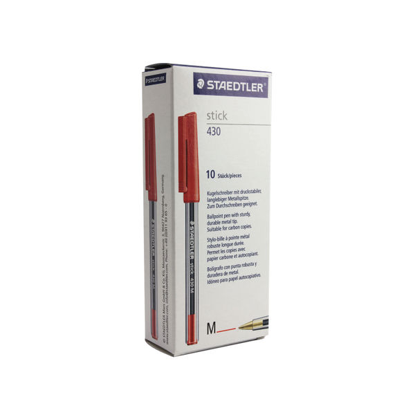 Staedtler Stick 430 Ballpoint Pen Medium Red (10 Pack) 430-M2