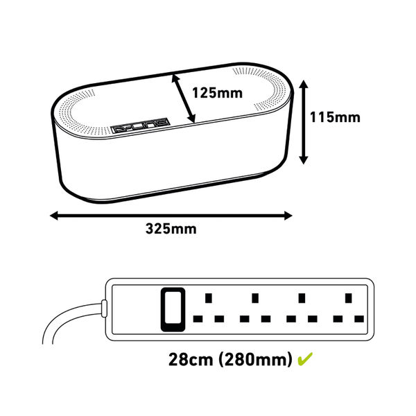 D-Line Cable Tidy Unit 340x120x115 Small Black EU/CTUSMLB/SW