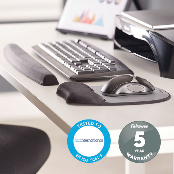 Fellowes Memory Foam Mouse Pad with Wrist Support Black/Silver 9175801