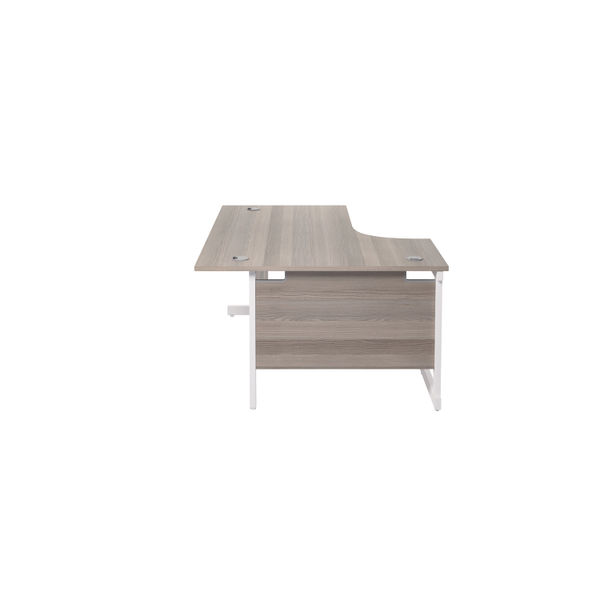 Jemini Radial Left Hand Cantilever Desk 1800x1200x730mm Grey Oak/White KF802095