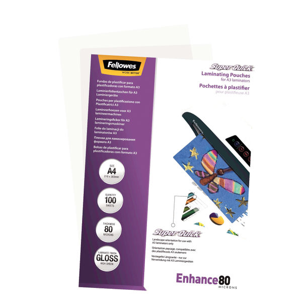 Fellowes Super Quick A4 Laminating Pouches (Pack of 100) 5440001