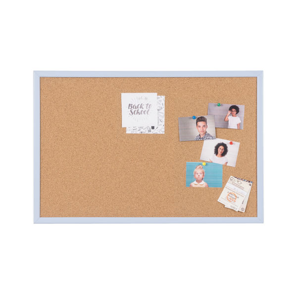 Bi-Office Pastel Cork Noticeboard Blue Frame 600x400mm MC030011981