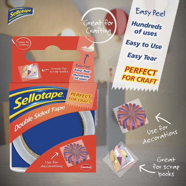 Sellotape 25mm x 33m Double Sided Tape, Pack of 6 - SE2281