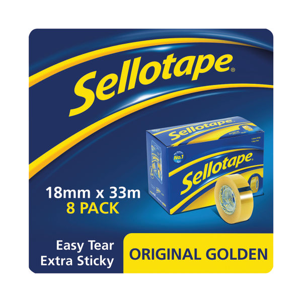 Sellotape Original Golden Tape 18mm x 33m (Pack of 8) - 1443251