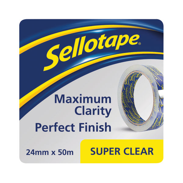 Sellotape Super Clear Tape, 24mm x 50m, Pack of 6 - 1443855
