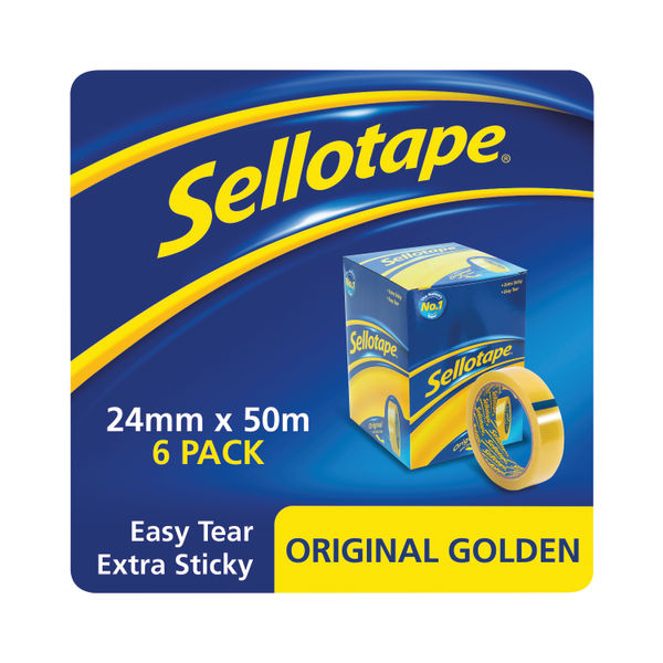 Sellotape 24mm x 50m Golden Tape, Pack of 6 - SE05144