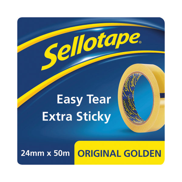 Sellotape Original 24mm x 50m Golden Tapes, Pack of 12 - 1682926