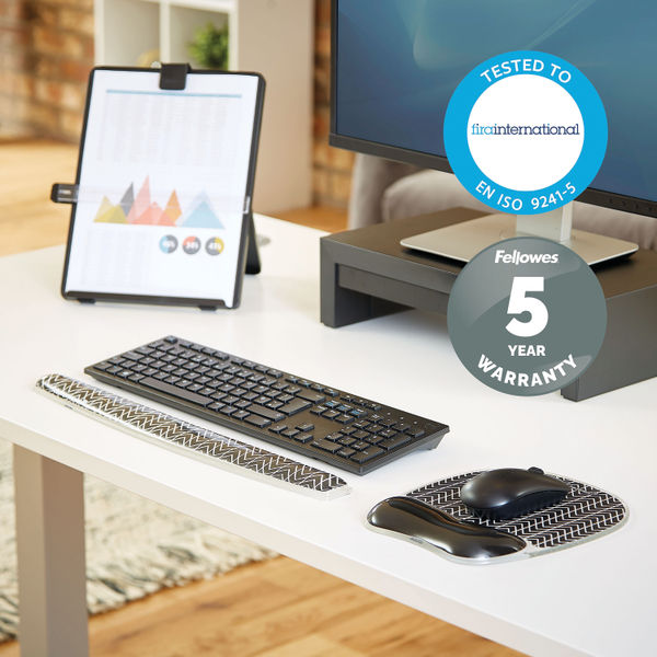 Fellowes Photo Gel Mouse Mat with Wrist Support Chevron Design 9653401