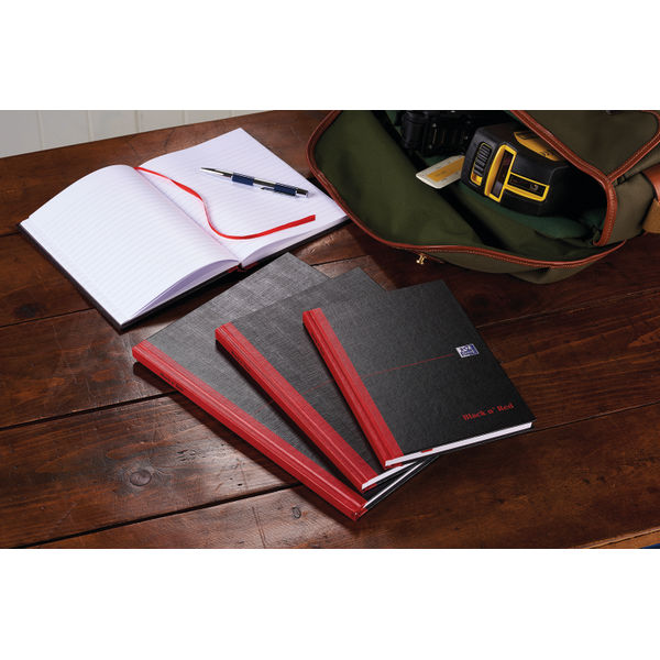 Black n' Red Casebound Ruled Hardback Notebook A4 (Pack of 5) 100080446