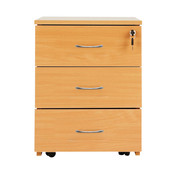 Serrion 3 Drawer Mobile Pedestal 434x580x525mm Bavarian Beech KF73518