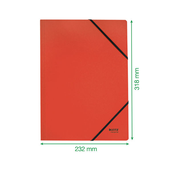 Leitz Recycle Card Folder/Elastic Bands A4 Red (Pack of 10) 39080025