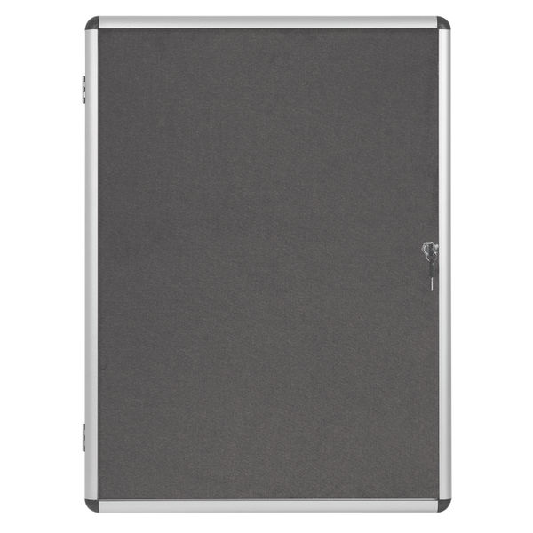 Bi-Office Enclore Felt Lockable Glazed Case Aluminium Frame Grey Felt 1160x35x981mm VT640103150