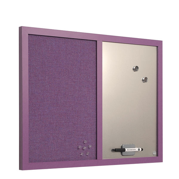Bi-Office Essentials Fabric Silver Finish Board Purple Frame 60x45cm MX04330418