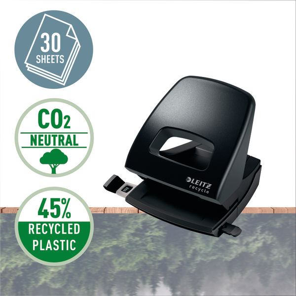 Leitz Hole Punch NeXXt Recycle 30 Sheet Black 50030095
