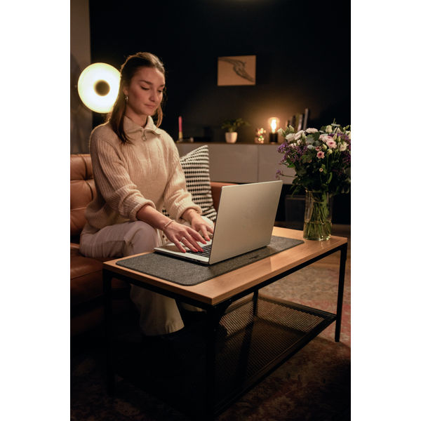 Durable Premium Soft Felt Desk Mat With Fold Out Phone Holder 70x33cm Charcoal 708158