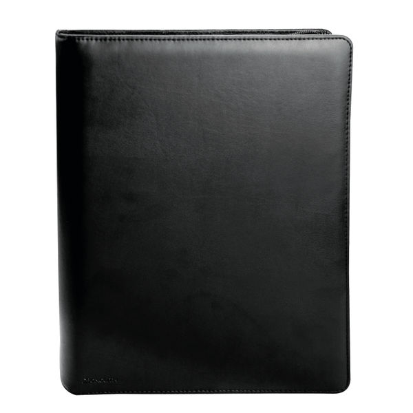 Monolith Leather Look Zipped Ring Binder with A4 Pad A4 Black 2827