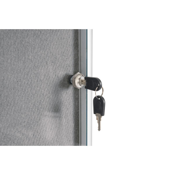Bi-Office Enclore Felt Lockable Glazed Case Aluminium Frame Grey Felt 1160x35x981mm VT640103150